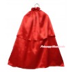 Xmas Hot Red Satin Shawl Coat Costume Cape SH72